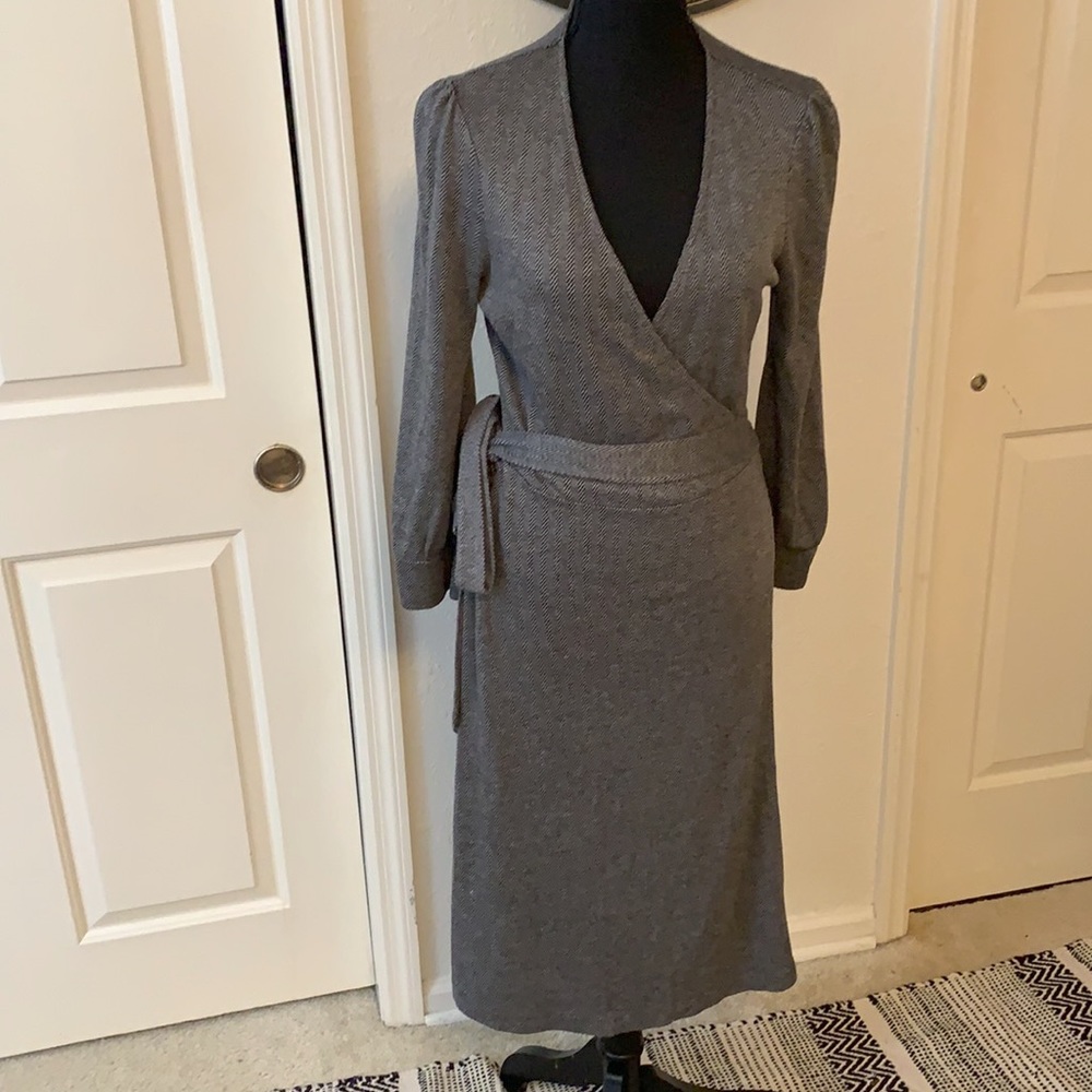 Banana Republic Gray Long Sleeve Wrap Dress